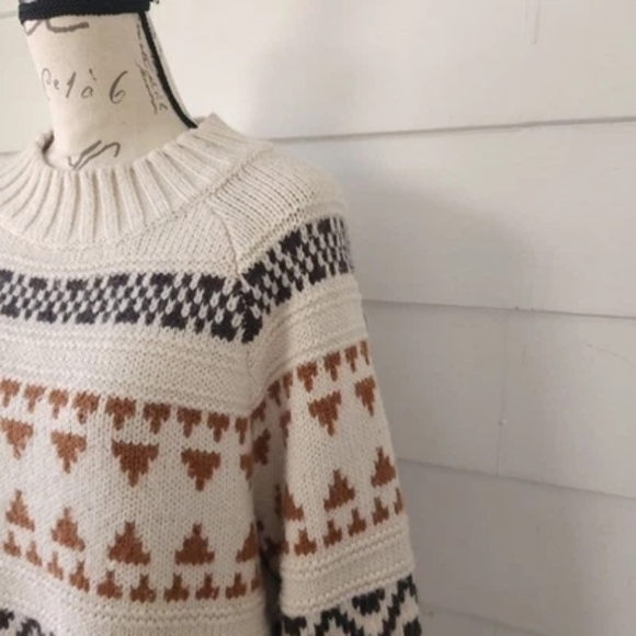 Universal Thread Nordic Fair Isle Pullover Sweater Cream Tan XL - Picture 5 of 10